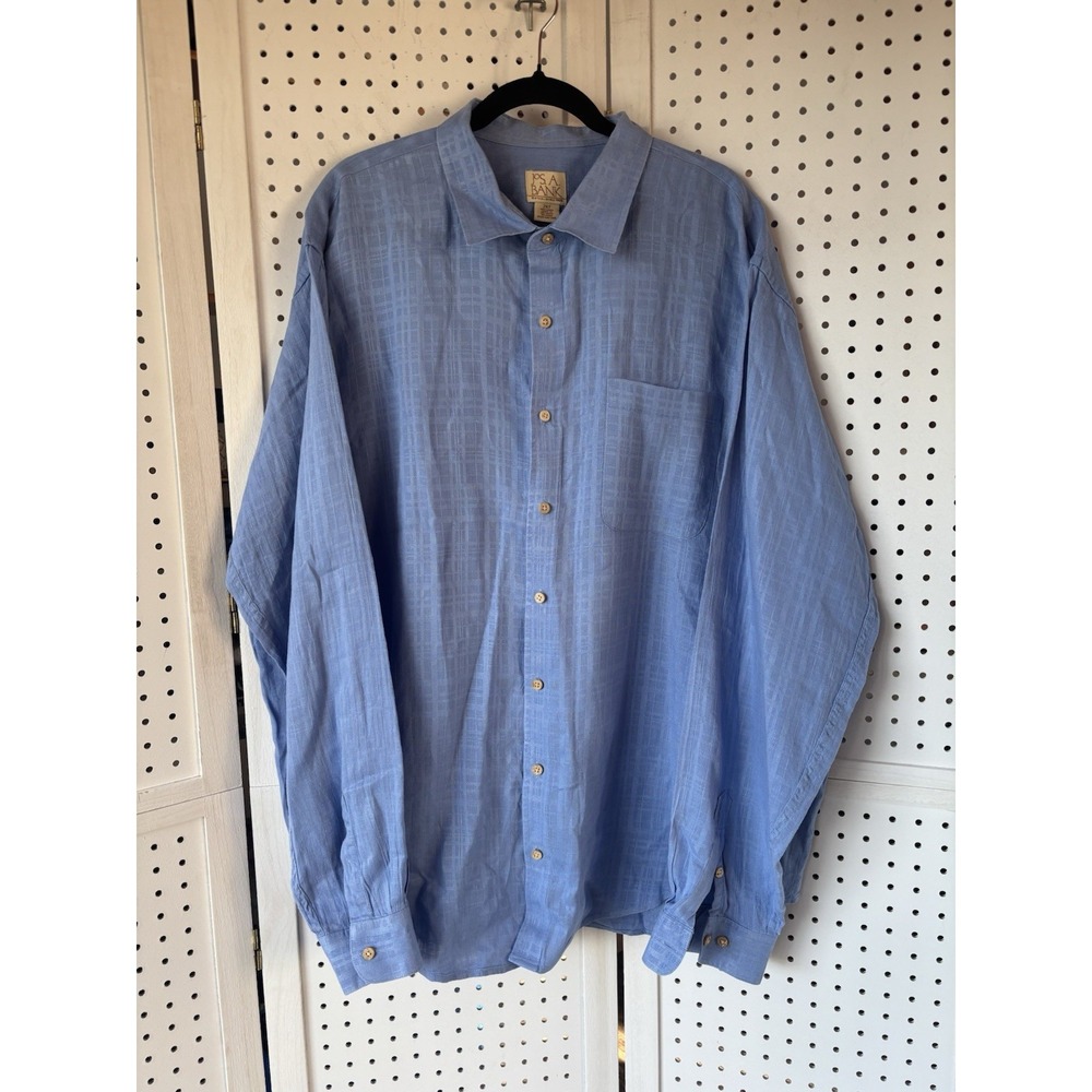 Jos. A Bank Button Down Collared 100%‎ Linen Shirt Blue 2XT